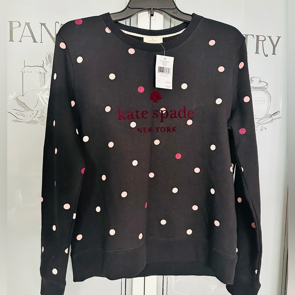 KATE SPADE NEW YORK BROOME STREET BAKERY BLACK & PINK DOT LOGO SWEATSHIRT - Picture 2 of 8